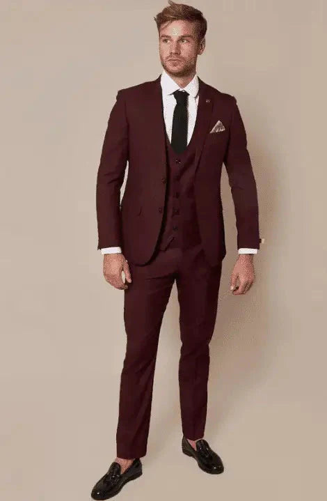 Three-Piece Suit Wine Red