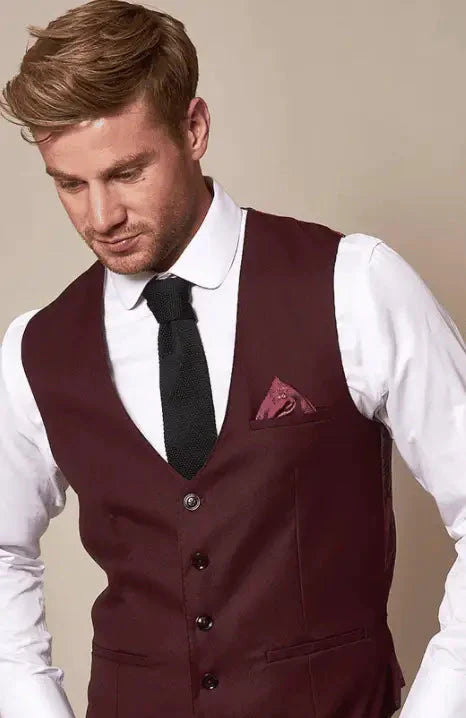 Three-Piece Suit Wine Red