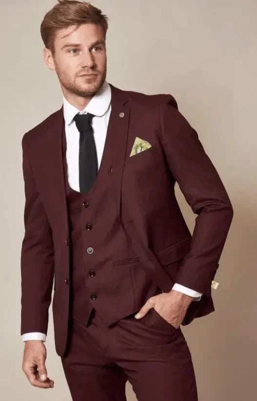 Three-Piece Suit Wine Red