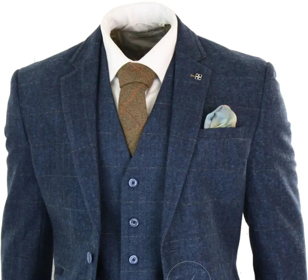 Cavani Three-Piece Suit Peaky Blinders Style - Carnegi Navy Tweed