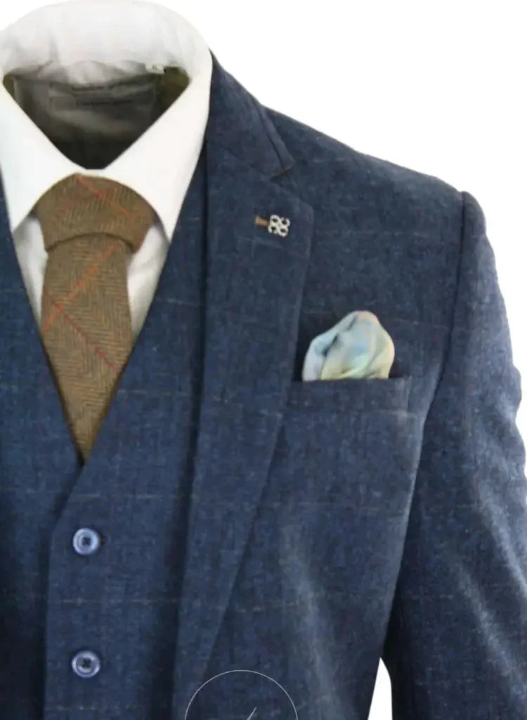 Cavani Three-Piece Suit Peaky Blinders Style - Carnegi Navy Tweed