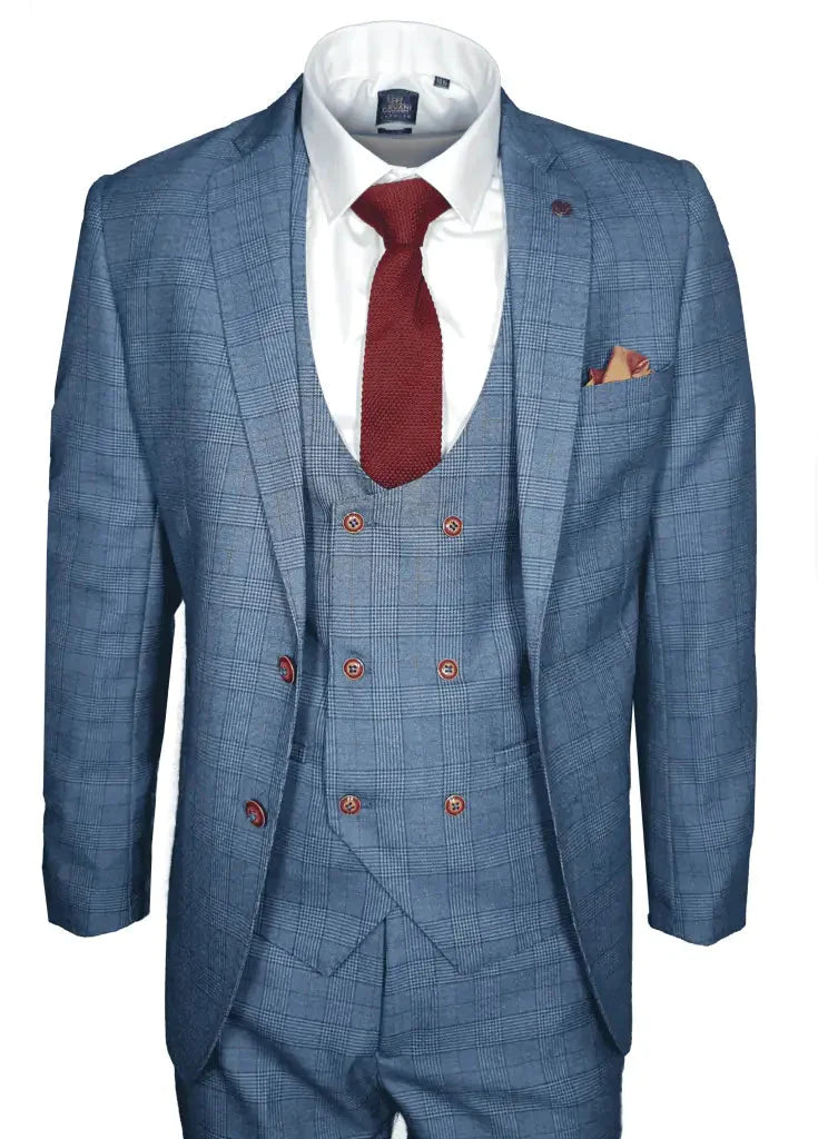 Three-Piece Suit GEORGE Light Blue Check