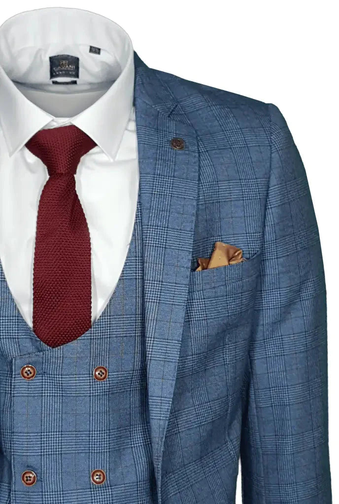 Three-Piece Suit GEORGE Light Blue Check