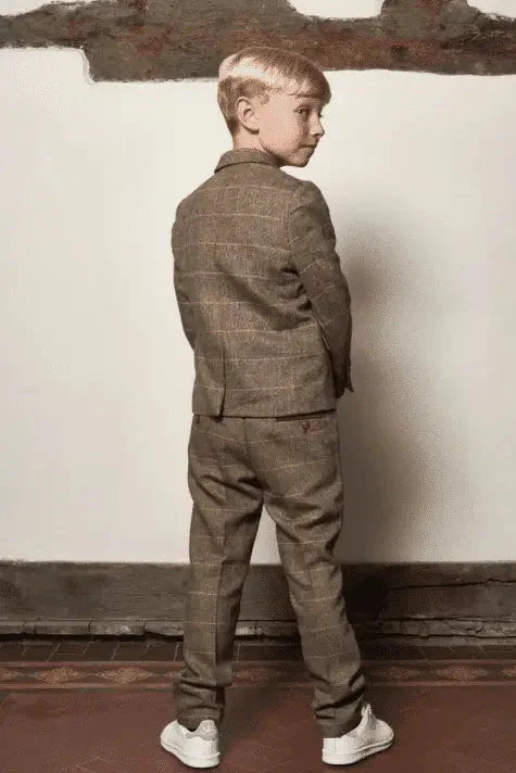 Three-piece suit for children - Tan Tweed - 1 year - children's