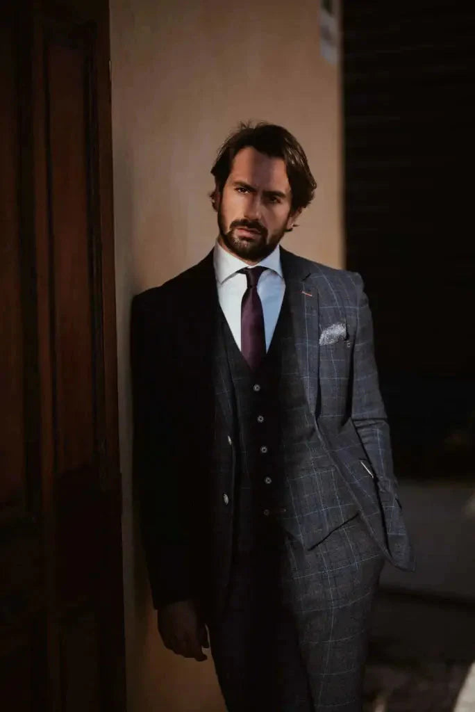 Three-Piece Tweed Suit Cody Blue