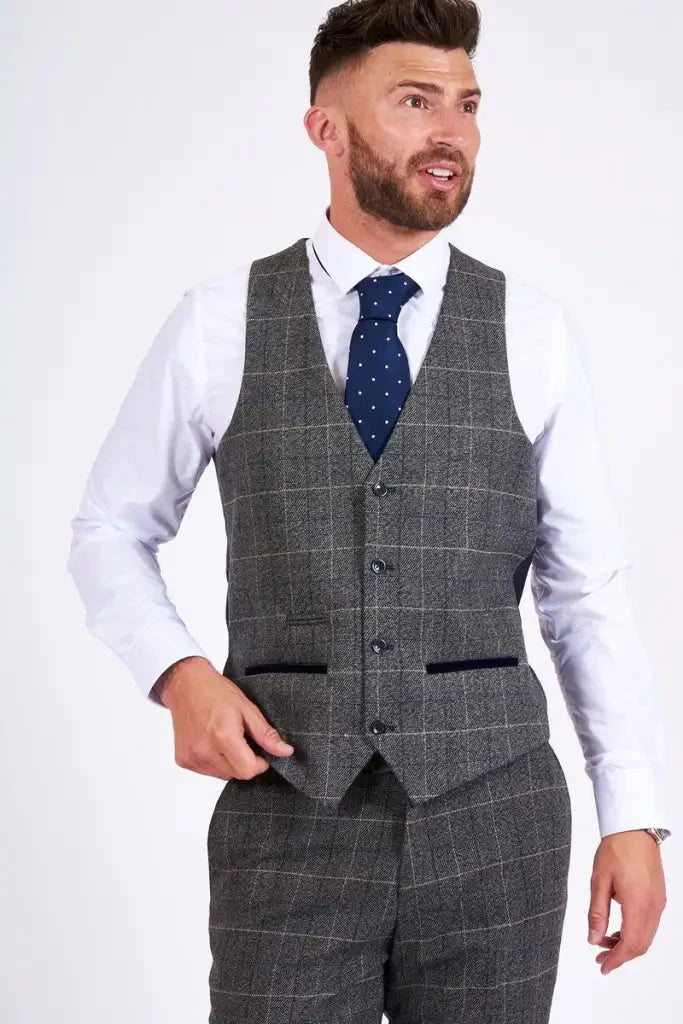 Checkered Three-Piece Suit - Marc Darcy Scott Grey