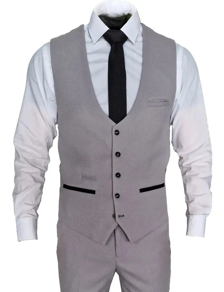 Gray 3-Piece Men's Checked Suit - Edwin Silver Suit