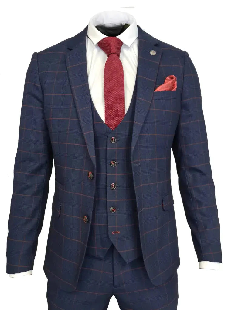 Navy blue 3pc. gentlemens suit - Edison Redline