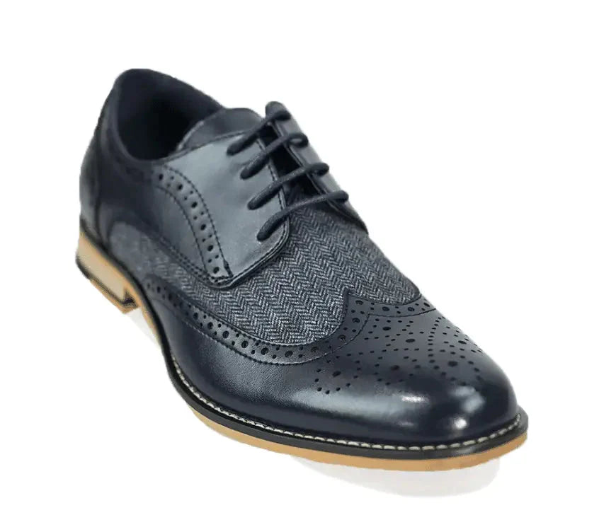 Navy Tweed Brogue Shoe | Cavani Horatio Tweed