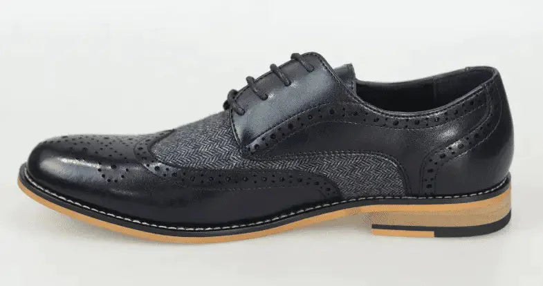 Navy Tweed Brogue Shoe | Cavani Horatio Tweed