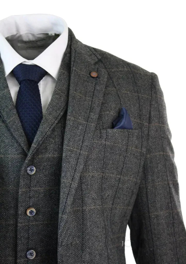 Peaky Blinders Grey Navy Suit, 3-Piece Set, Blazer, Waistcoat, and Trousers