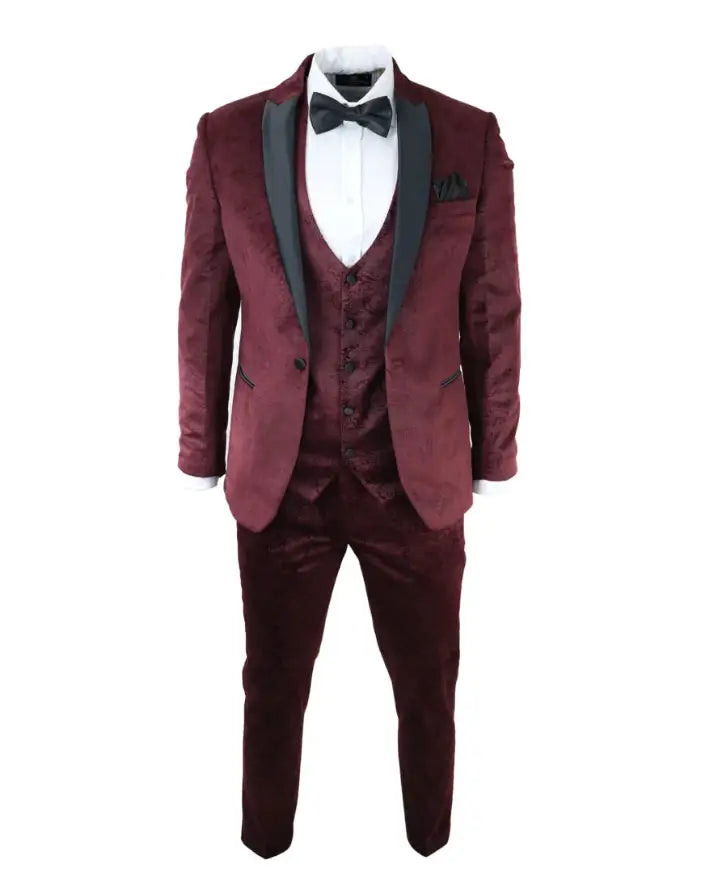 Smoking wine red velvet paisley