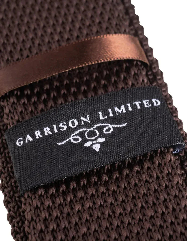 Necktie brown knitted - Garrison Limited dark brown