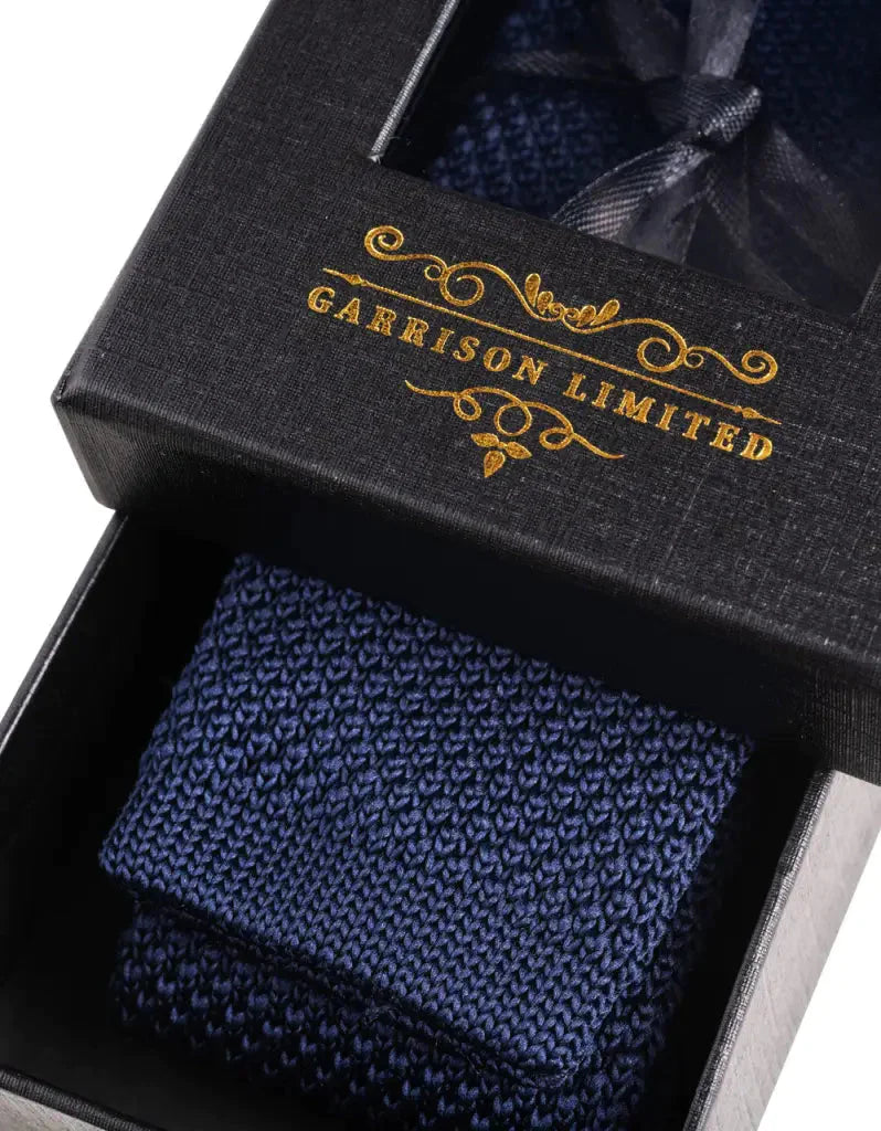 Necktie navy knitted - Garrison Limited navy blue -