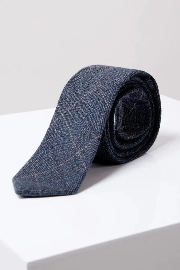 Tie Scott Blue Tweed Check Style