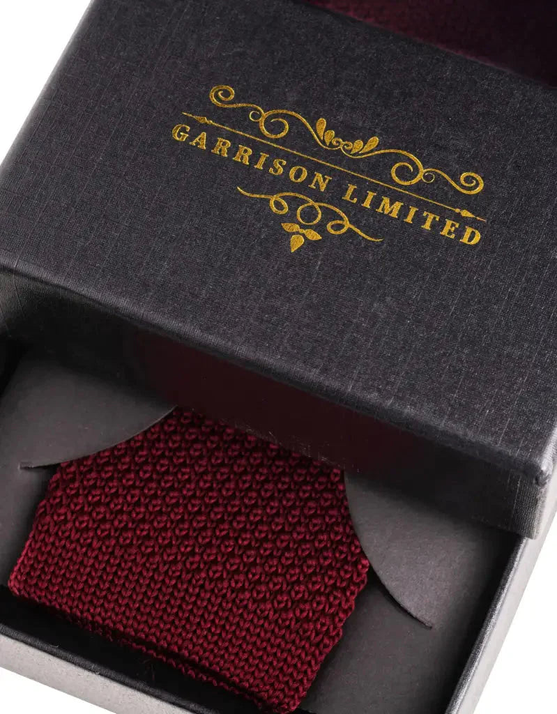 Necktie wine knitted - Garrison Limited wine red - necktie