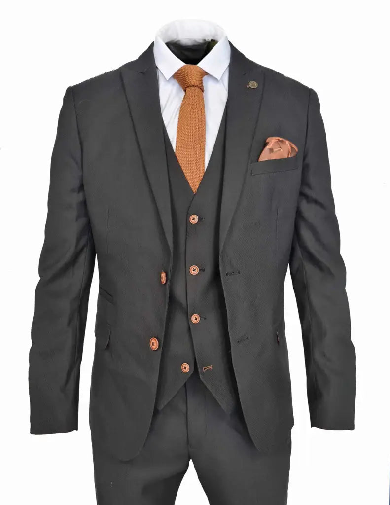 Black Suit - Max Single Breasted - Three-Piece Men's Suit