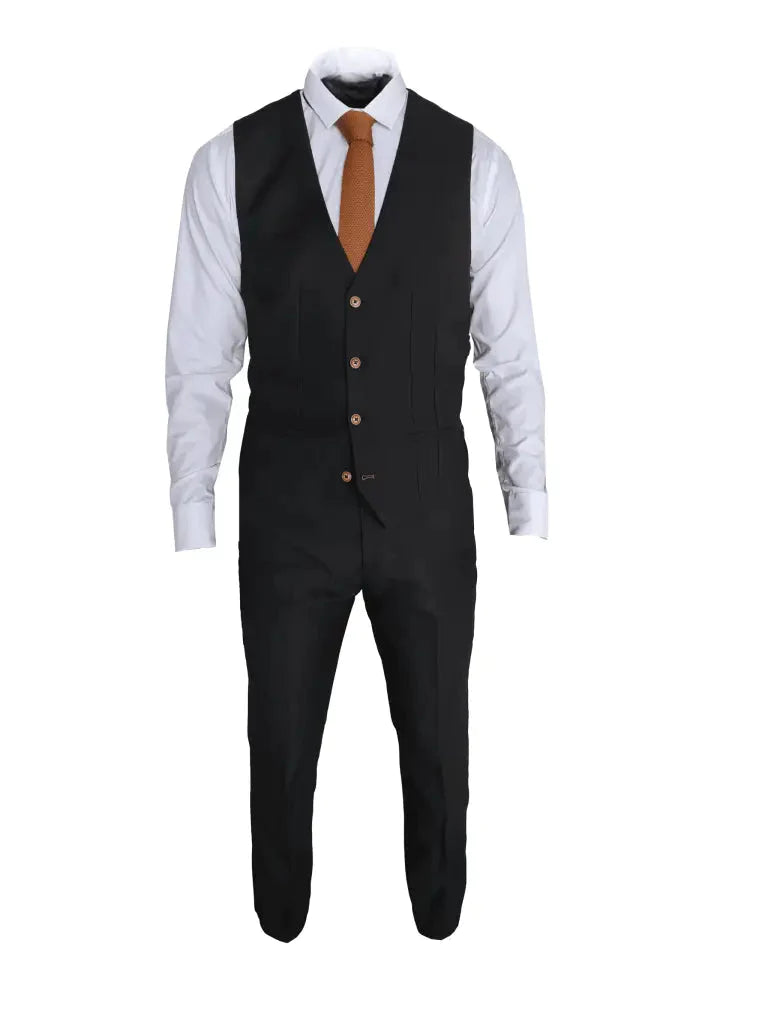 Black Suit - Max Single Breasted - Three-Piece Men's Suit